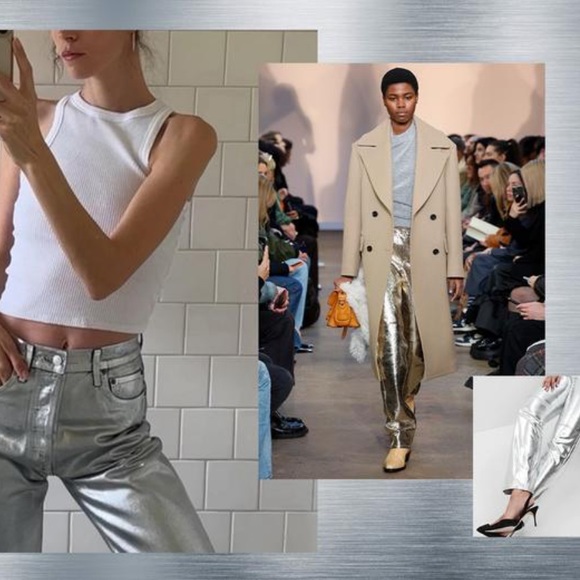 NWT ARMANI Silver Jeans ✨🩶✨ Metallic Denim - Picture 4 of 13